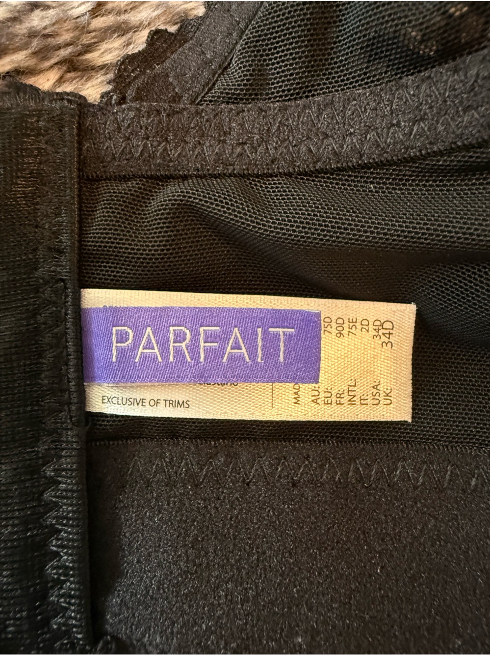 Parfait Mia Black Wire Free Lace Strapy Long Bralette Bra Size 34D - Picture 11 of 13